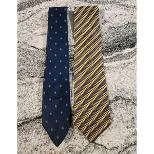 CHRISTIAN DIOR TIE BUNDLE OF 2 SILK USA MONSIEUR YELLOW BLUE PATTERNS DESIGNER